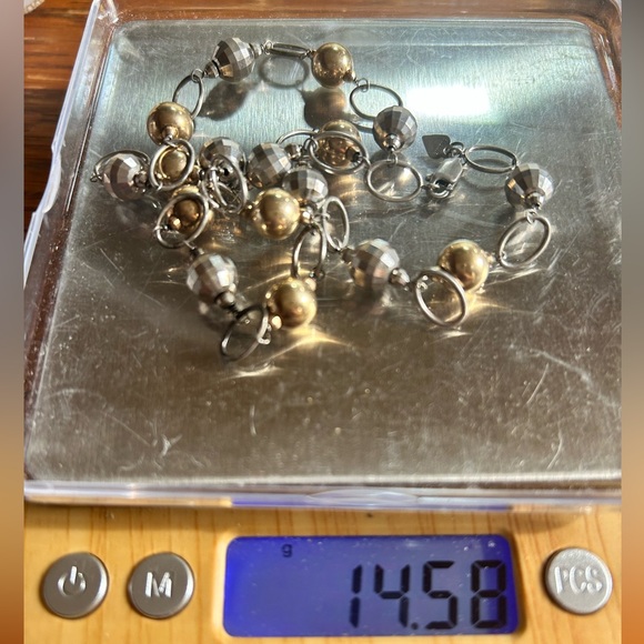 Vintage Sterling Silver 925 14 karat gold filled round beads Disco balls Bolivia - Picture 6 of 6